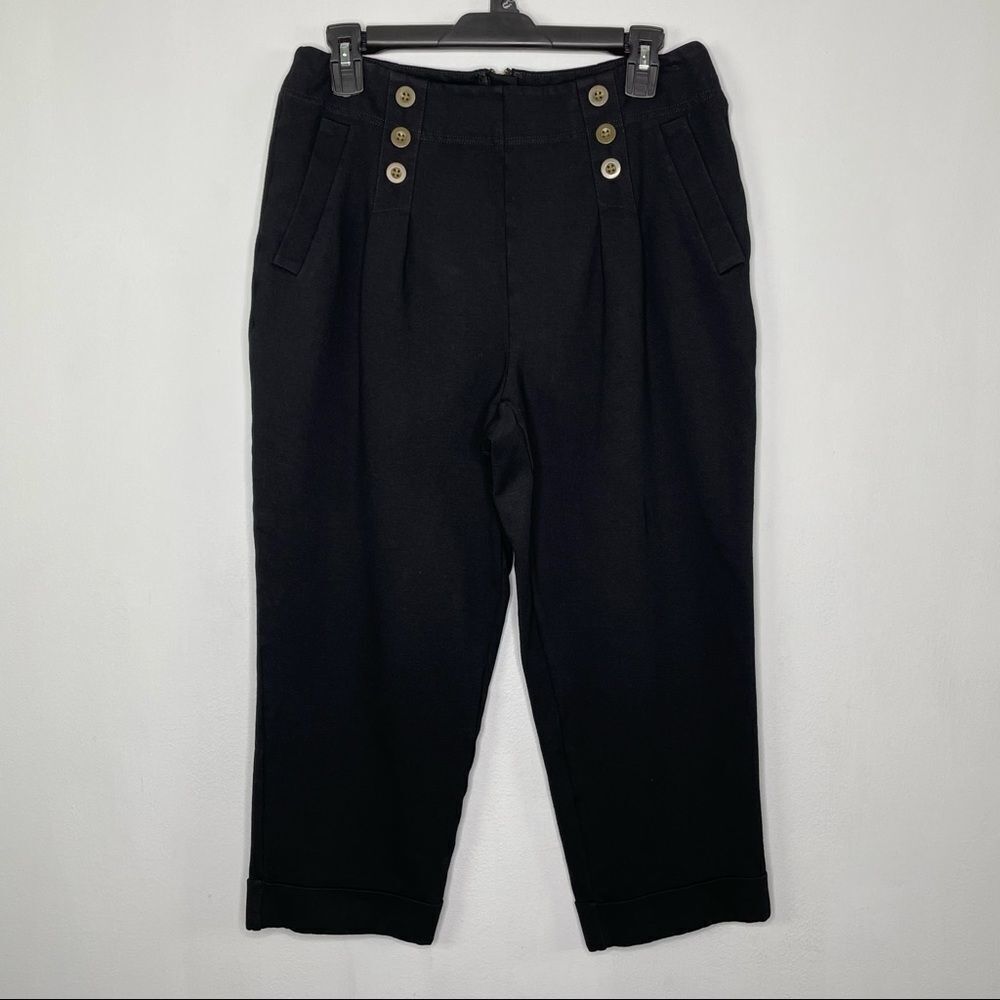 Marc Marc Jacobs Black Crop Double Breasted Button Pleated Trouser Pants Size 6